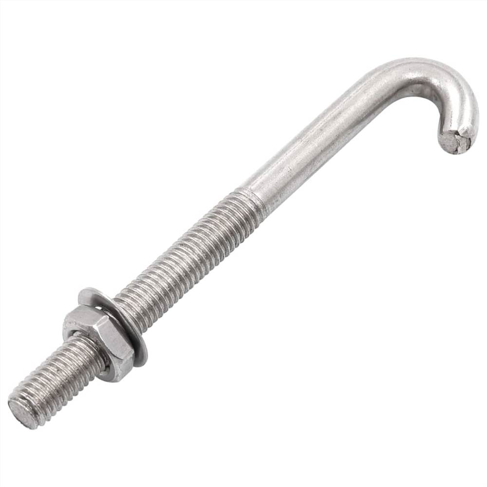 Anchored J-Bolt w/Nut and Washer M8x100 mm 25 Sets