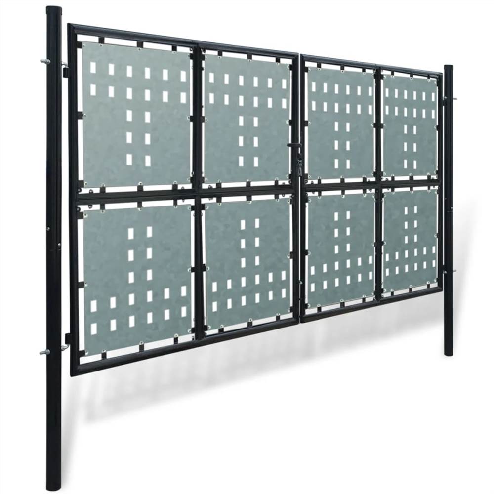 Black Double Door Fence Gate 300 x 250 cm