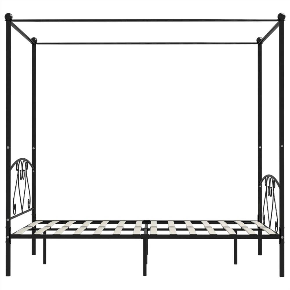 Canopy Bed Frame Black Metal 160x200 cm