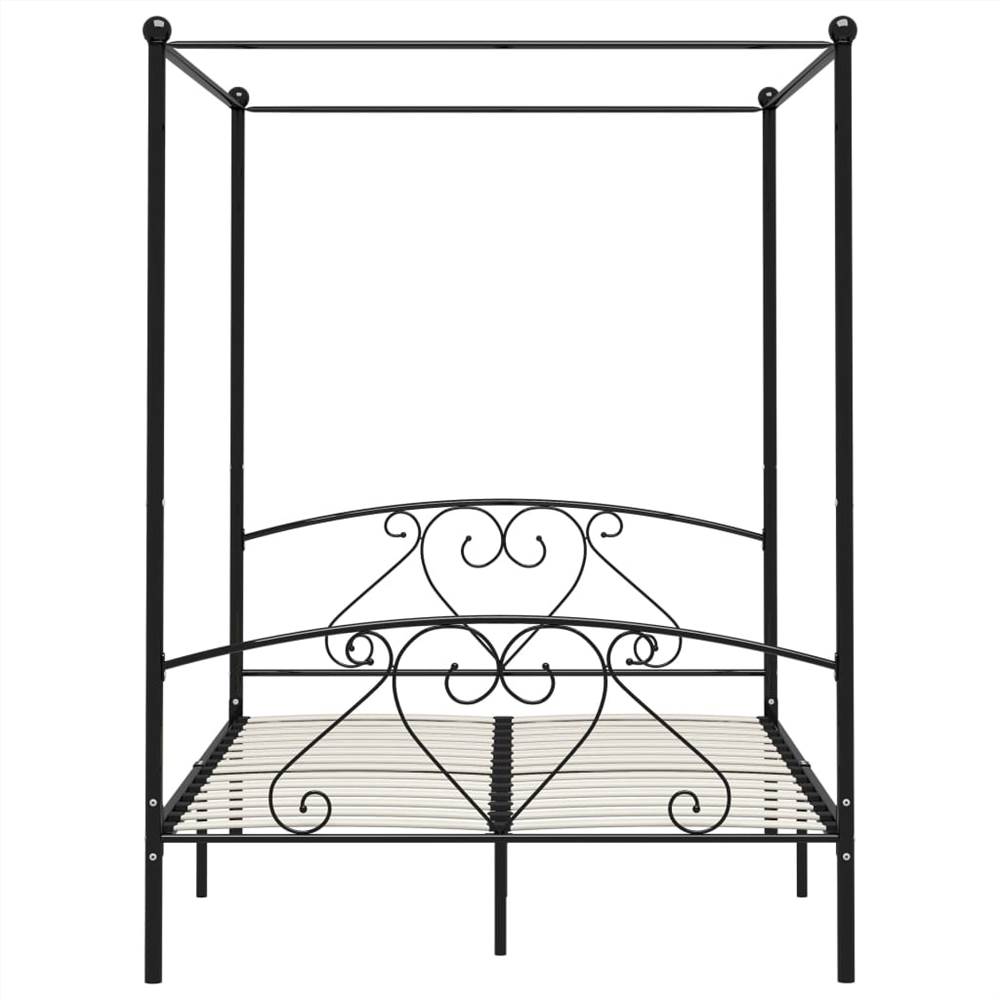 Canopy Bed Frame Black Metal 160x200 cm