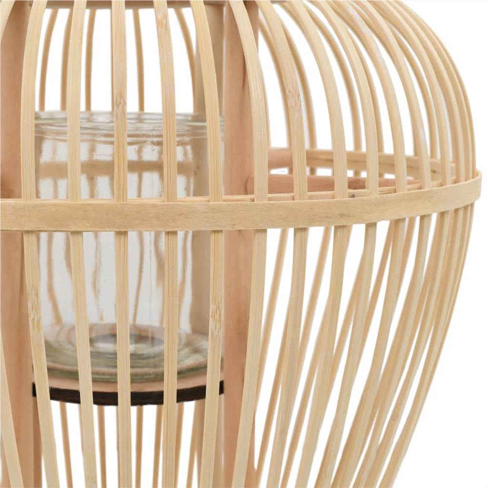 Freestanding Candle Lantern Holder Bamboo Natural