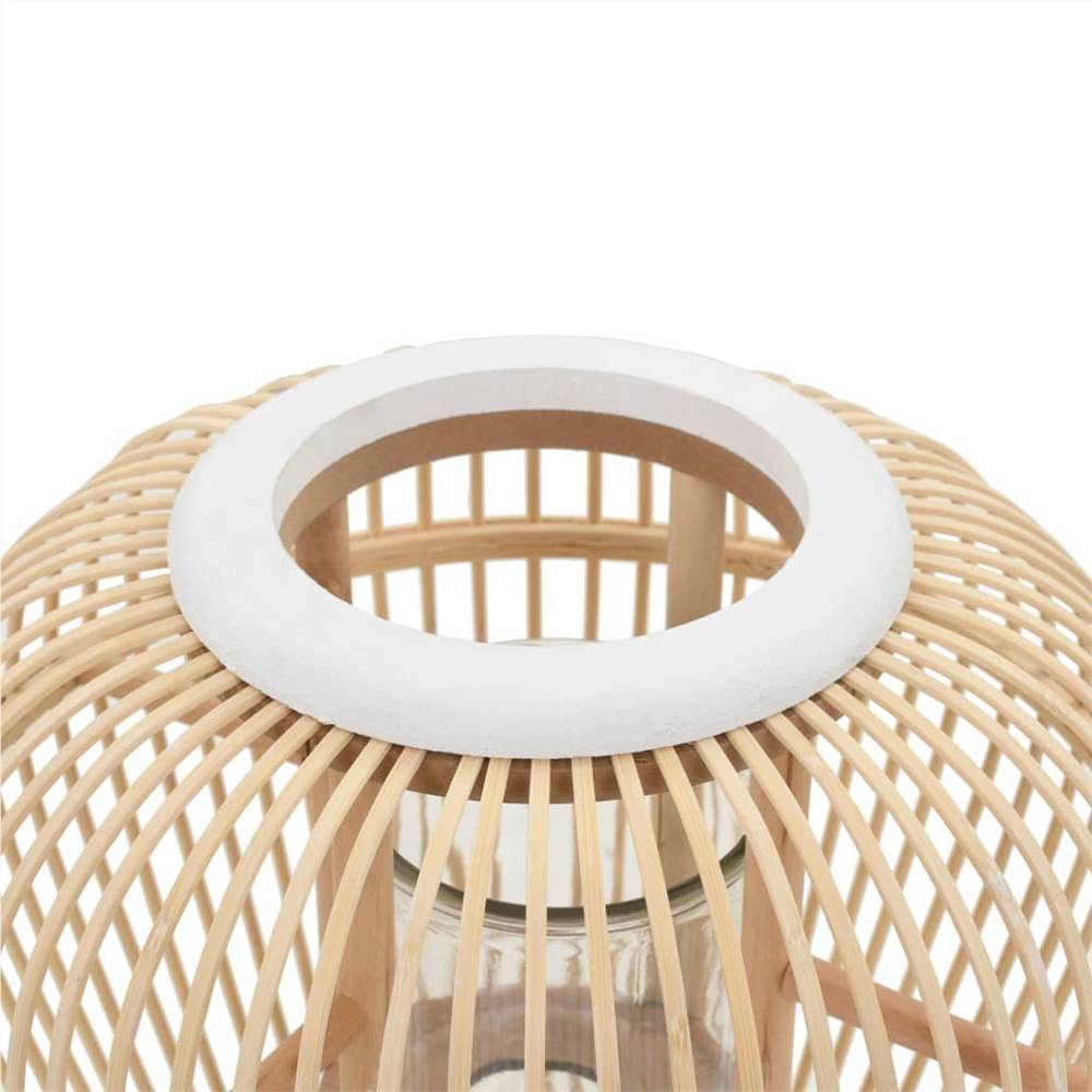 Freestanding Candle Lantern Holder Bamboo Natural