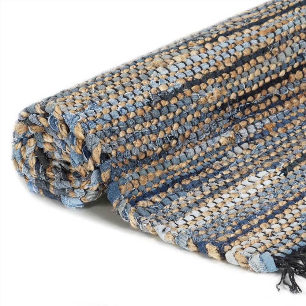Hand-woven Chindi Rug Denim Jute 120x170 cm Multicolour