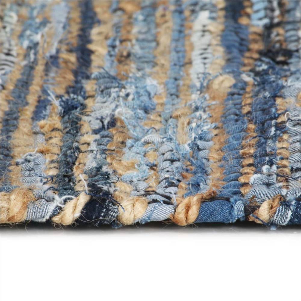 Hand-woven Chindi Rug Denim Jute 120x170 cm Multicolour