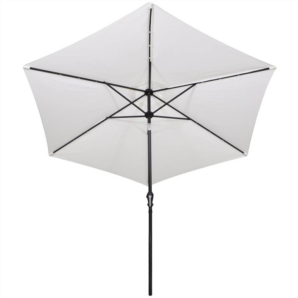 LED Cantilever Umbrella 3 m Sand White