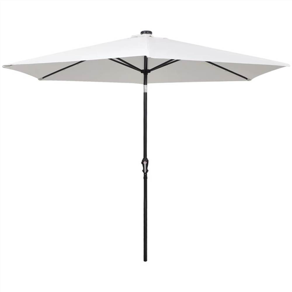 LED Cantilever Umbrella 3 m Sand White