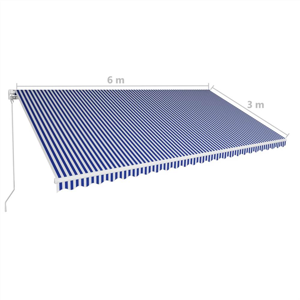 Manual Retractable Awning 600x300 cm Blue and White