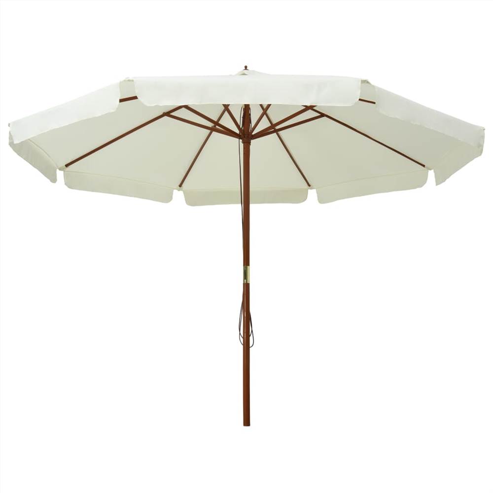 Outdoor Parasol with Wooden Pole 330 cm Sand White