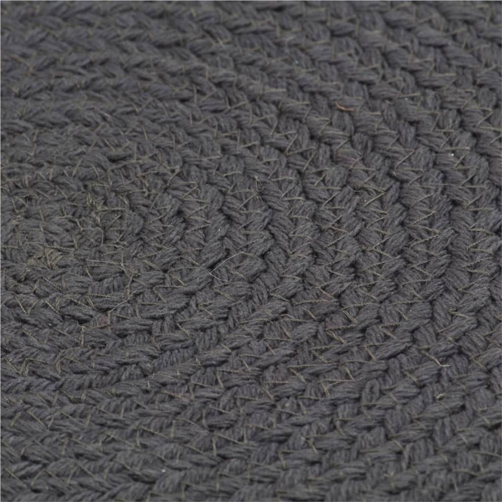 Placemats 4 pcs Plain Dark Grey 38 cm Round Cotton