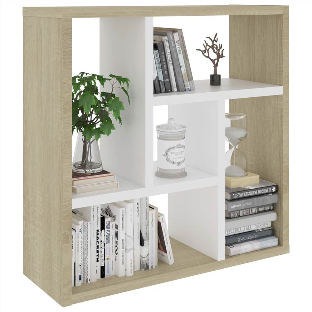Wall Shelf White and Sonoma Oak 45.1x16x45.1 cm Chipboard