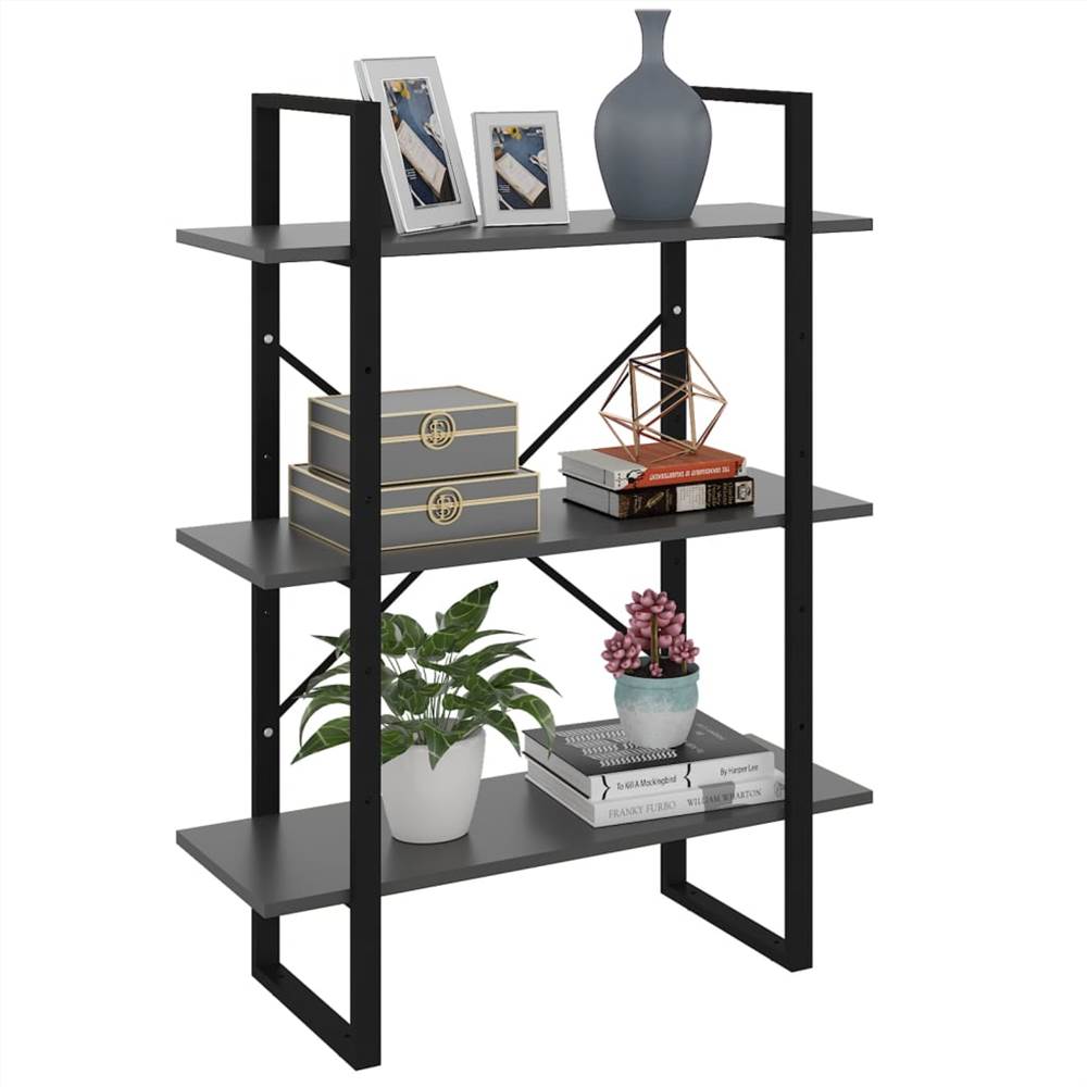 Book Cabinet Grey 80x30x105 cm Chipboard