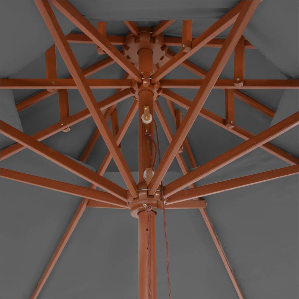 Double Decker Parasol with Wooden Pole 270 cm Anthracite