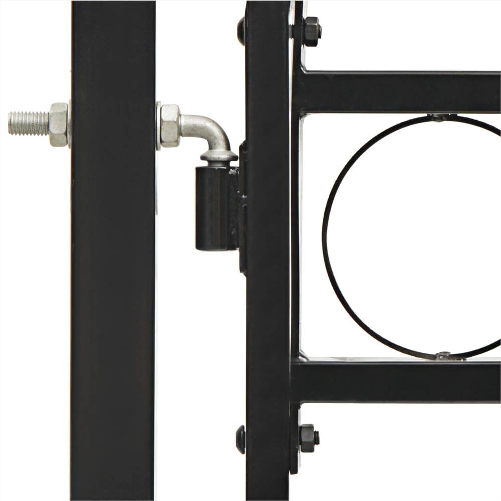 Fence Gate Double Door with Arched Top Steel 400x125 cm Black