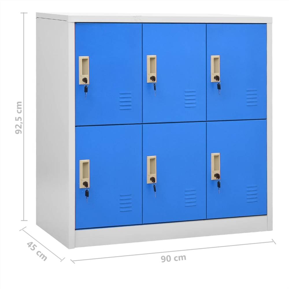 Locker Cabinet Light Grey and Blue 90x45x92.5 cm Steel