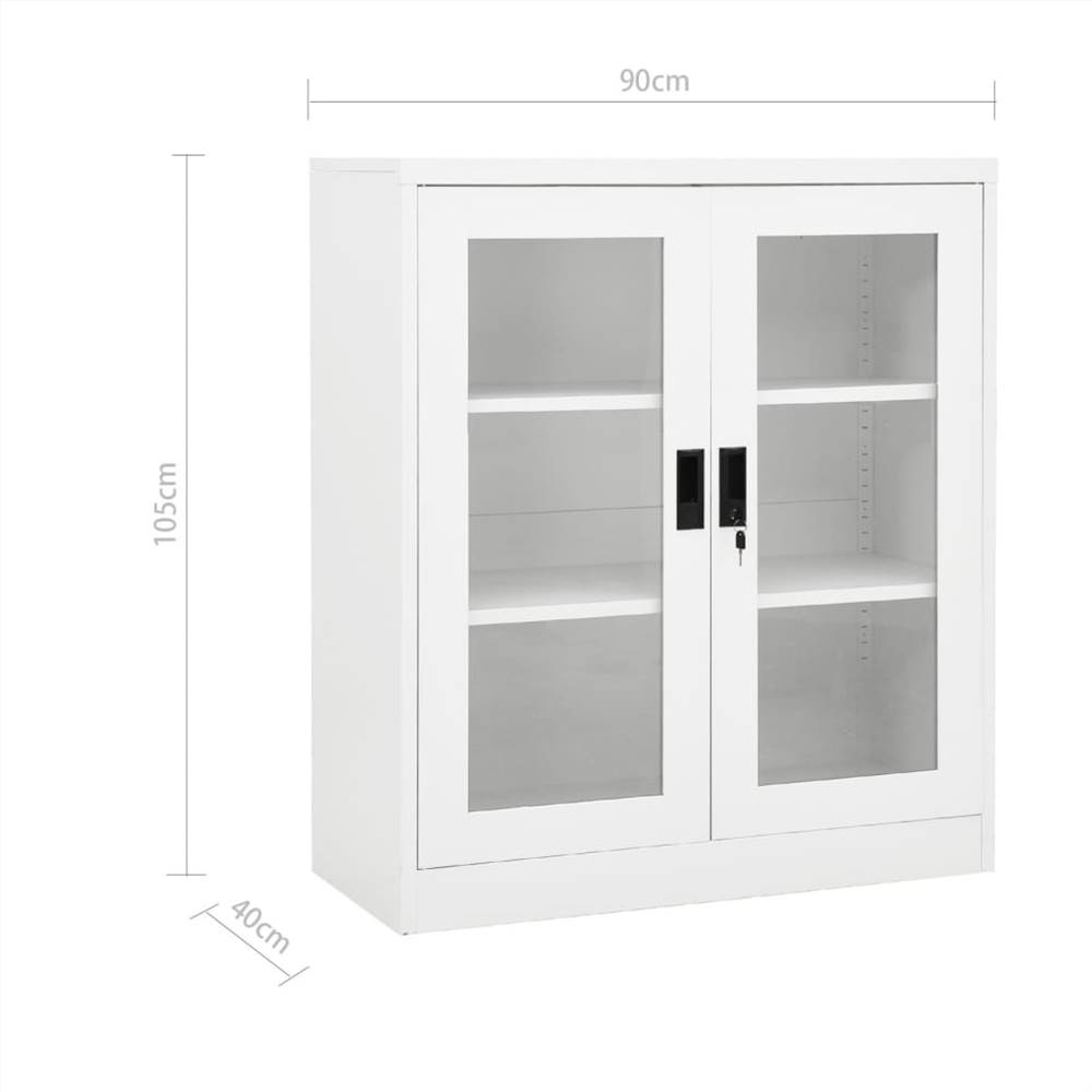 Office Cabinet White 90x40x105 cm Steel