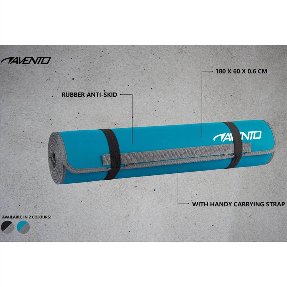 Avento Neoprene Fitness Mat with Print Black and Grey