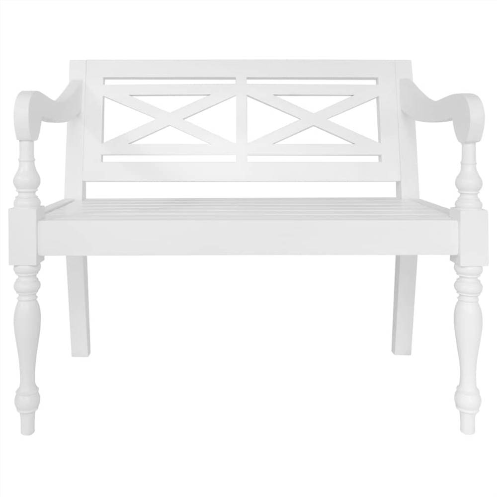 Batavia Bench 98 cm Solid Mahogany Wood White