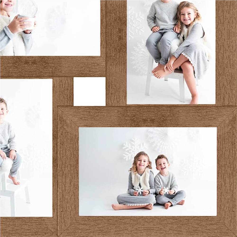 Collage Photo Frame for 4x(10x15 cm) Picture Light Brown MDF