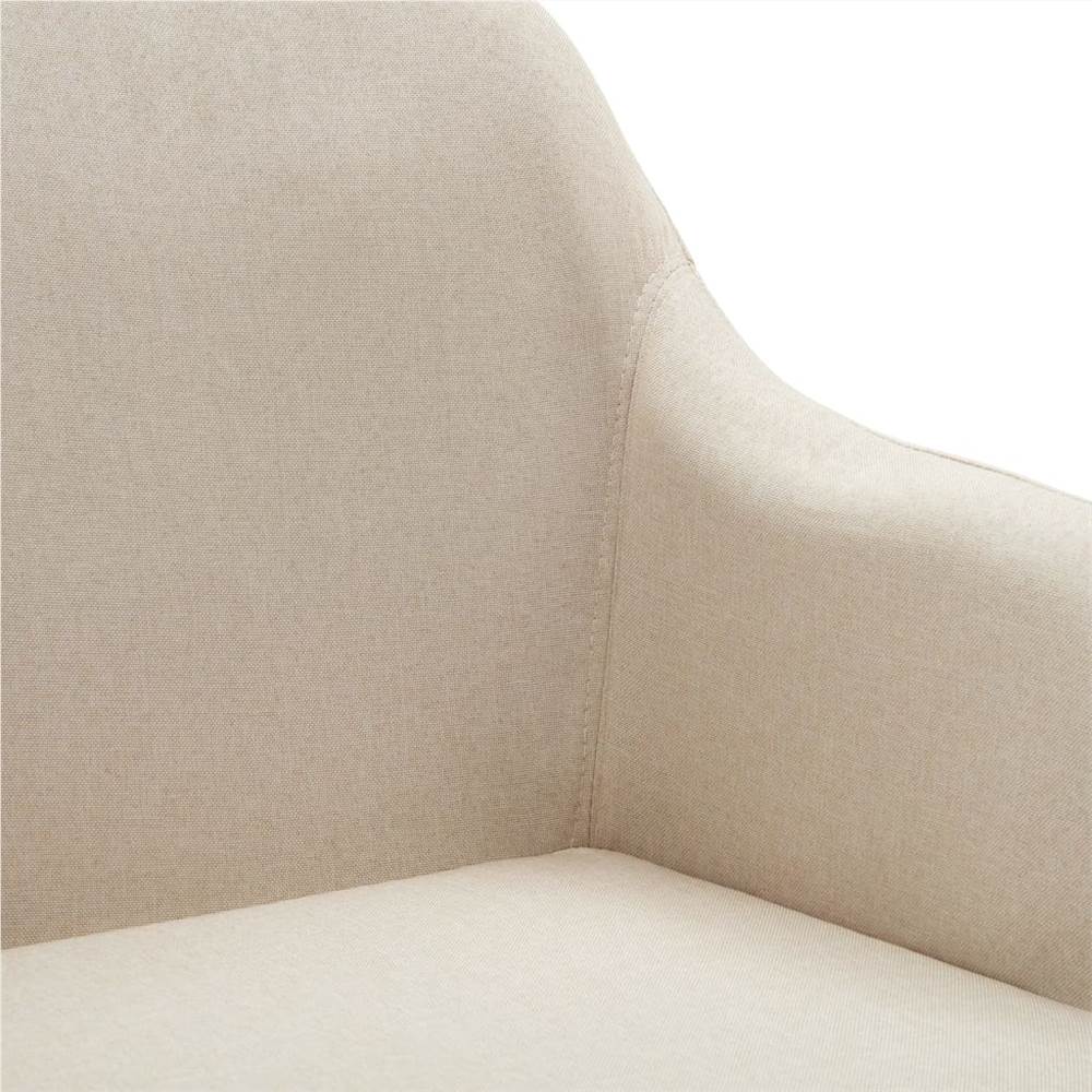 Swivel Dining Chairs 6 pcs Cream Fabric