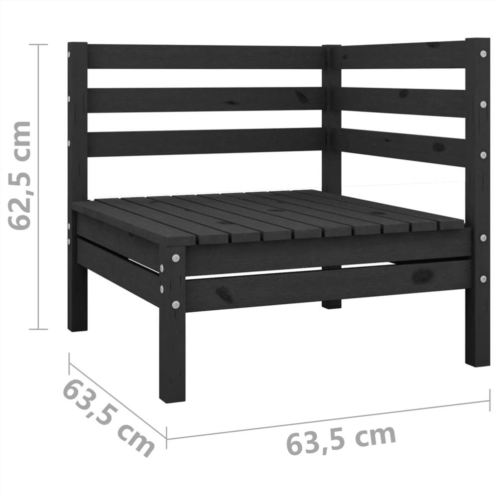 12 Piece Garden Lounge Set Black Solid Pinewood