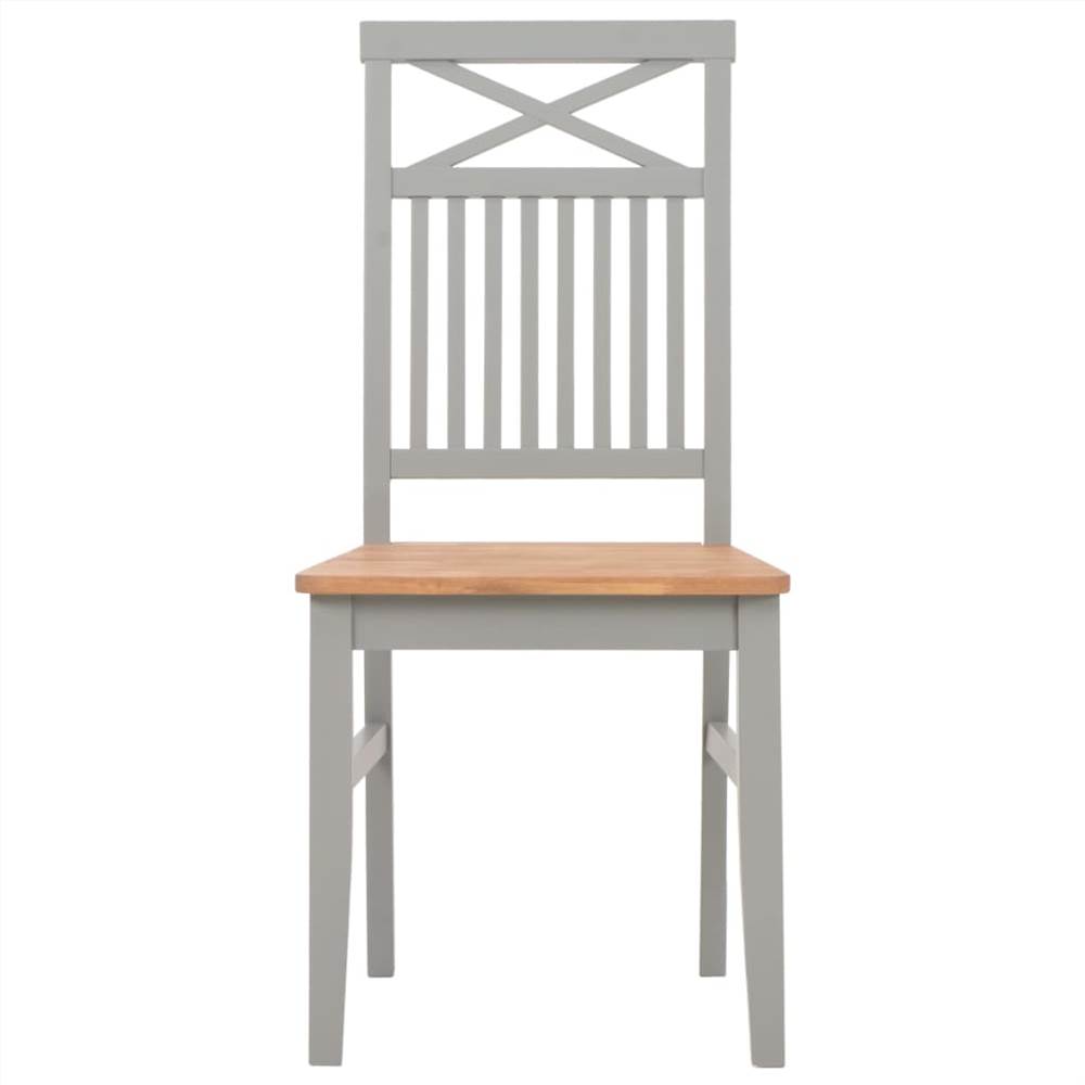 Dining Chairs 2 pcs Grey Solid Oak Wood