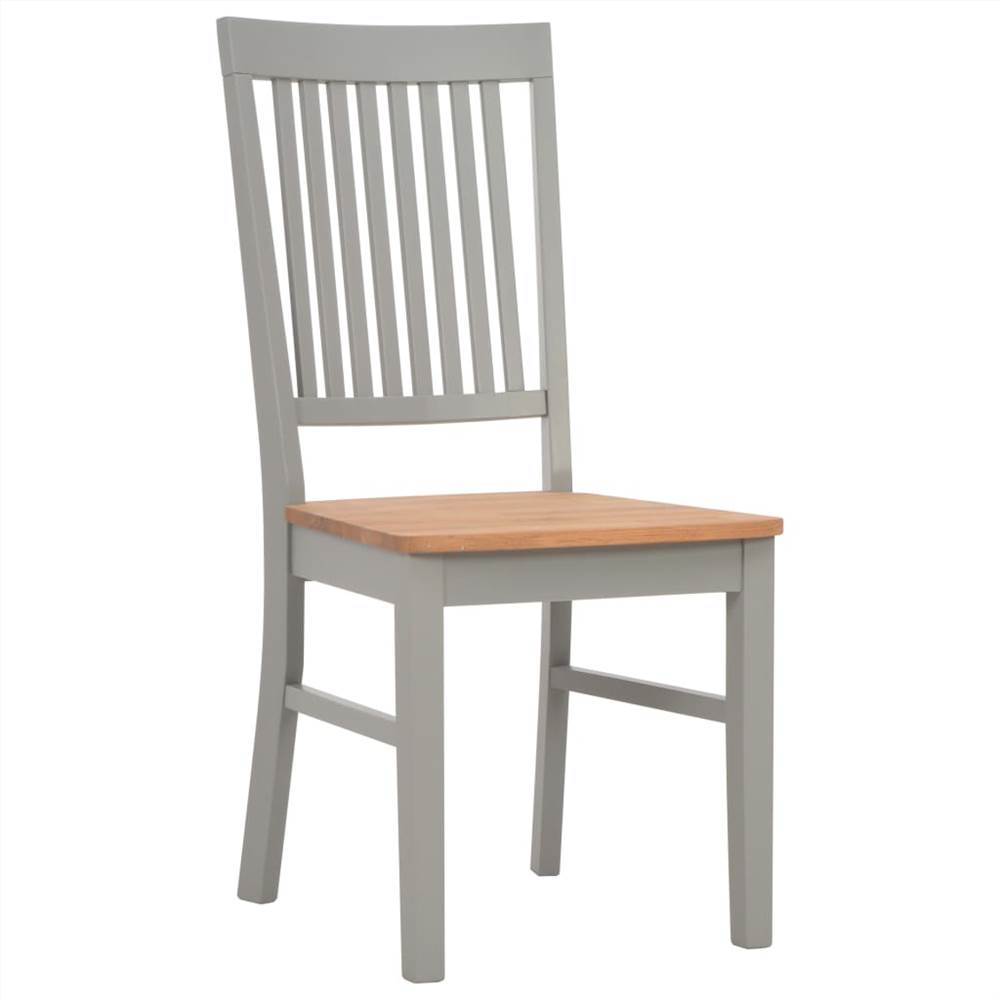 Dining Chairs 6 pcs Grey Solid Oak Wood