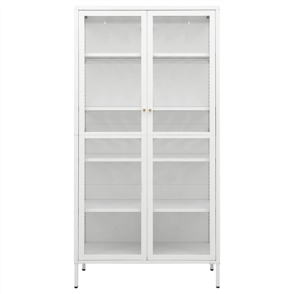 Display Cabinet White 90x40x180 cm Steel and Tempered Glass
