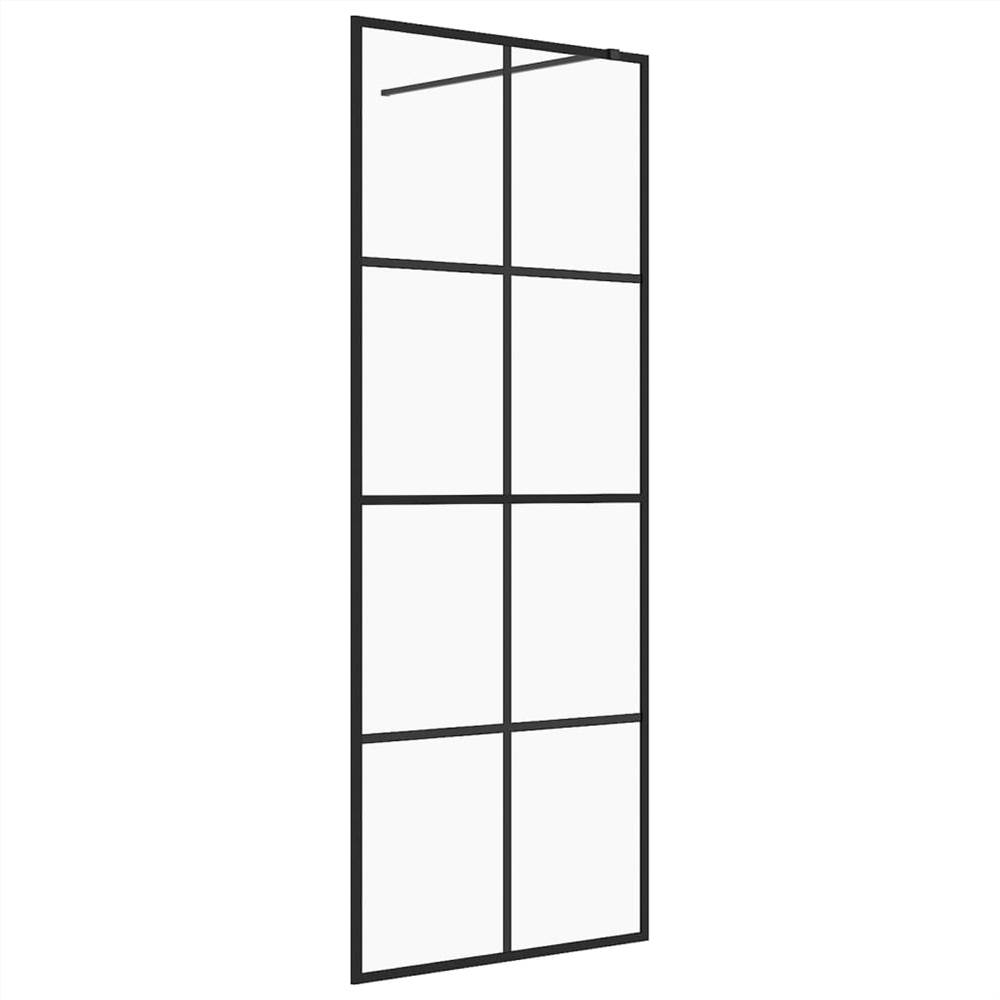 Walk-in Shower Wall with Clear ESG Glass 80x195 cm Black