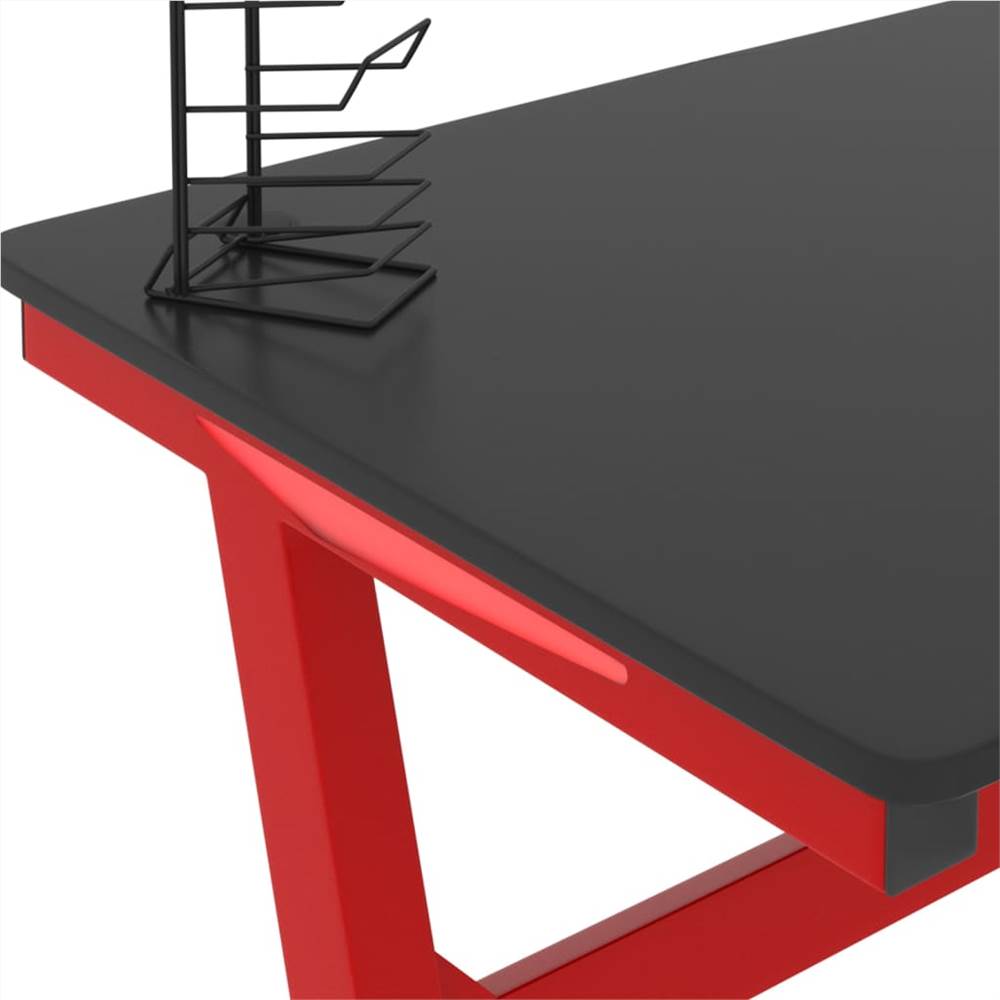 Gaming Desk LED with Z Shape Black and Red 90x60x75 cm