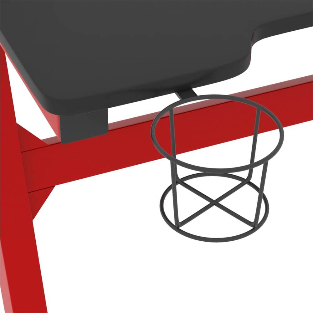 Gaming Desk LED with Z Shape Black and Red 90x60x75 cm