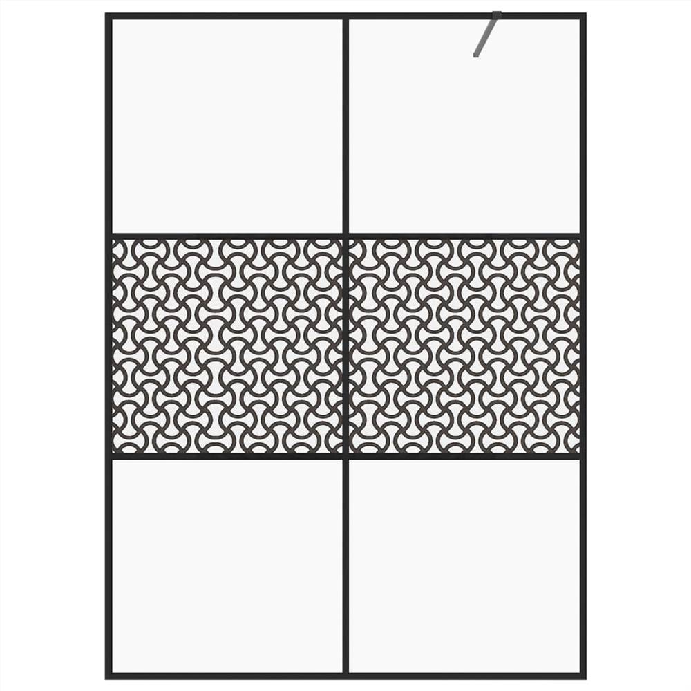 Walk-in Shower Wall with Clear ESG Glass 140x195 cm Black