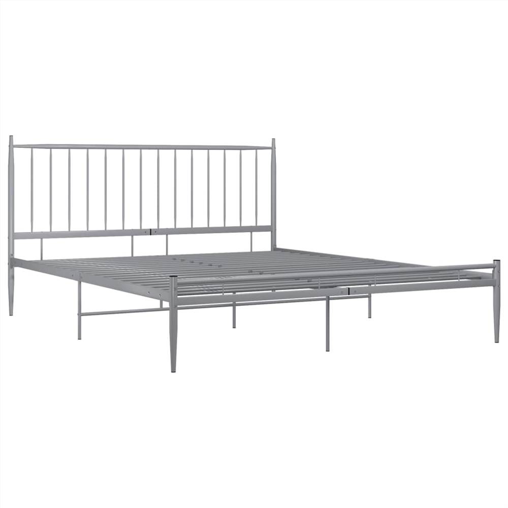 Bed Frame Grey Metal 200x200 cm