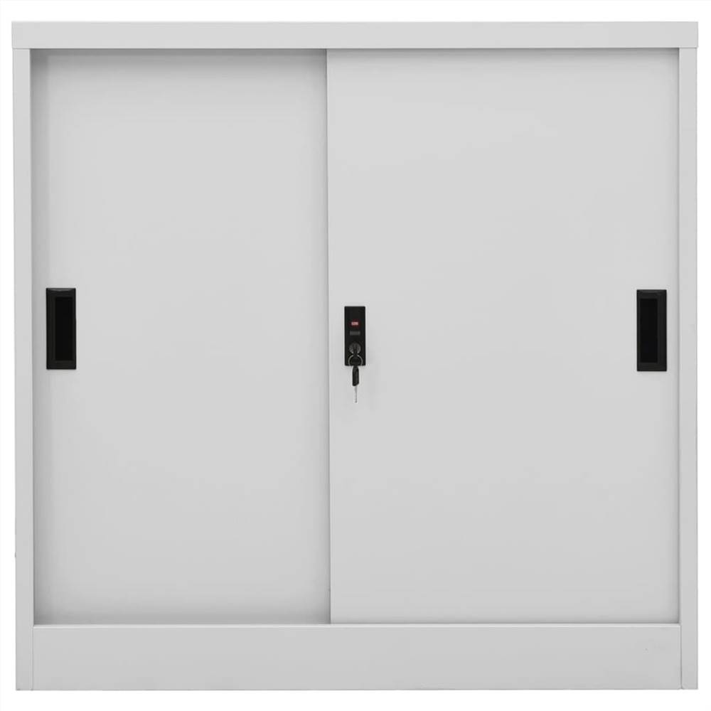 Office Cabinet with Sliding Door Light Grey 90x40x90 cm Steel