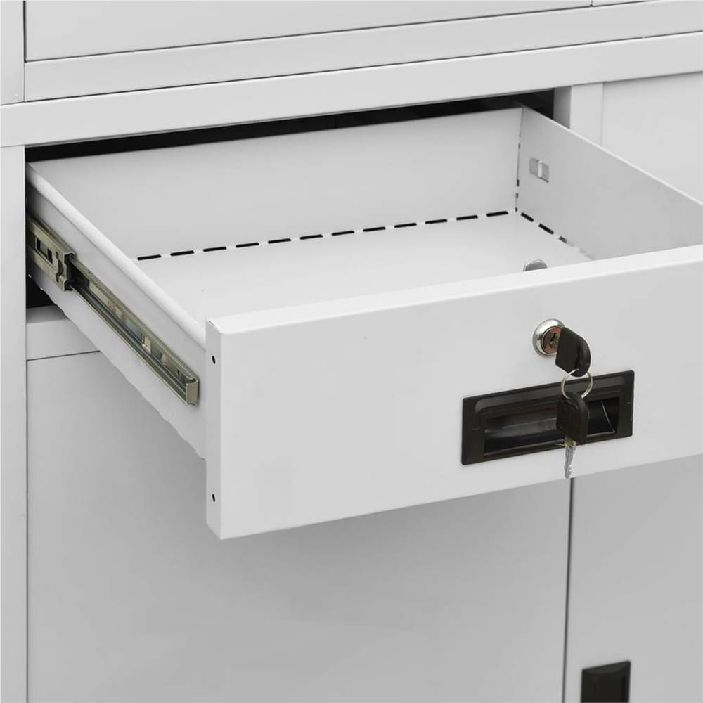 Office Cabinet Light Grey 90x40x180 cm Steel and Tempered Glass