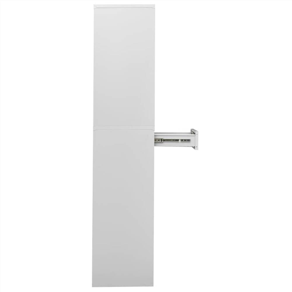 Office Cabinet Light Grey 90x40x180 cm Steel and Tempered Glass