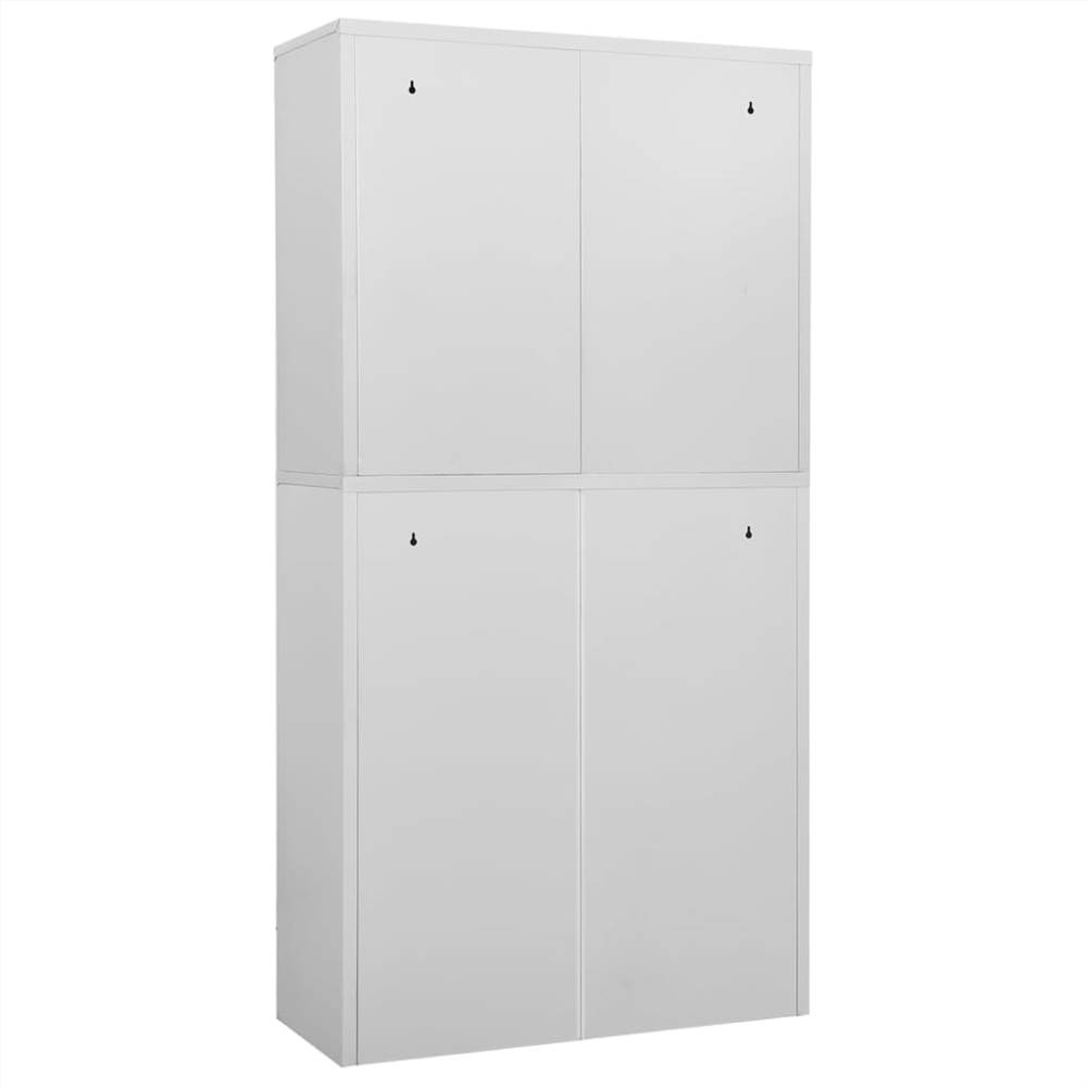 Office Cabinet Light Grey 90x40x180 cm Steel and Tempered Glass