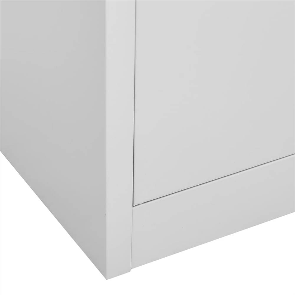 Office Cabinet Light Grey 90x40x180 cm Steel and Tempered Glass