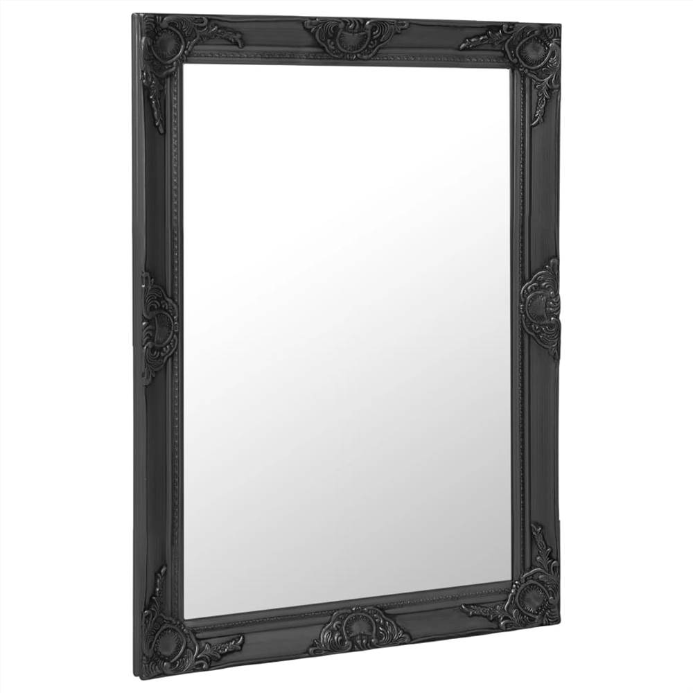 Wall Mirror Baroque Style 60x80 cm Black