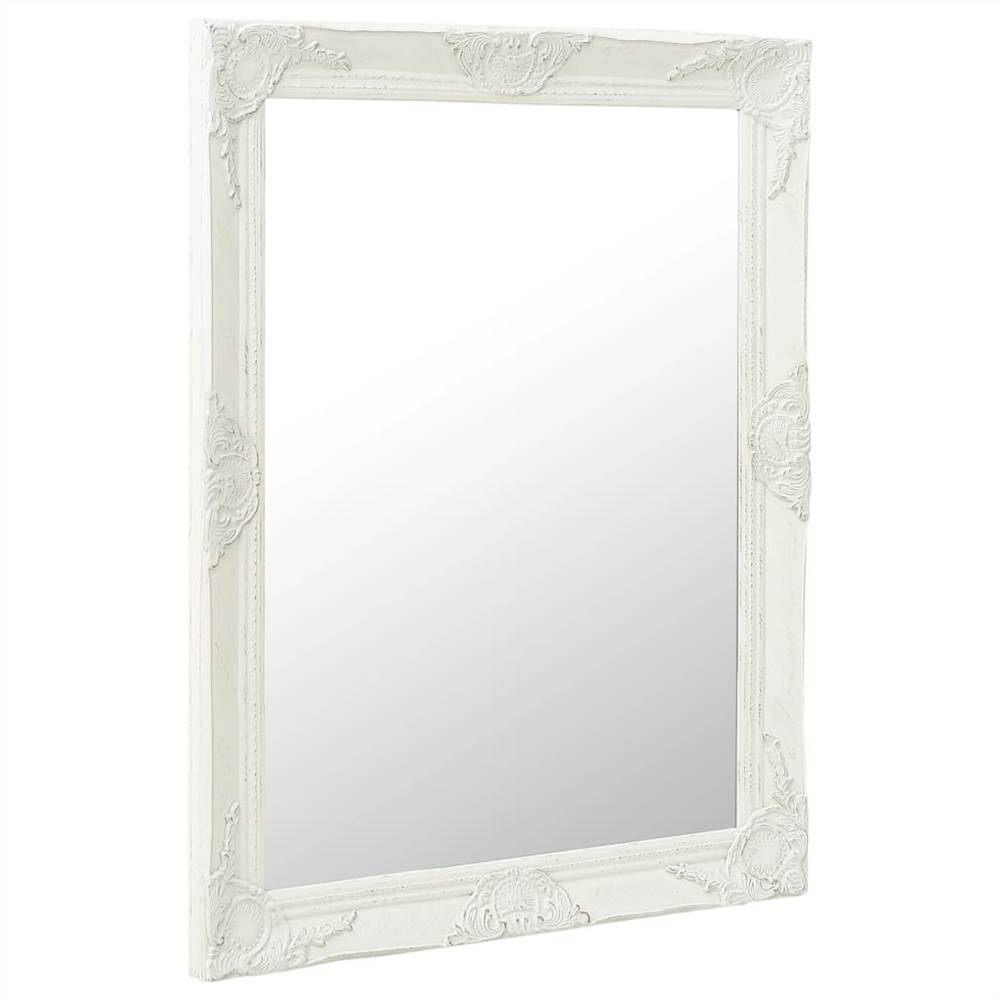 Wall Mirror Baroque Style 60x80 cm White