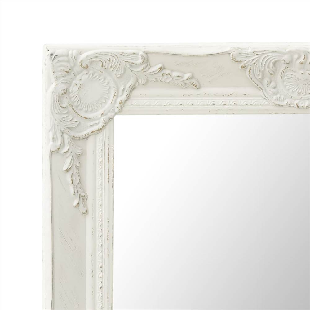 Wall Mirror Baroque Style 60x80 cm White