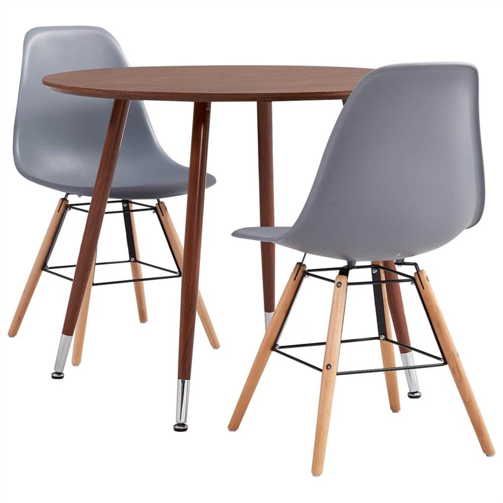 3 Piece Dining Set Plastic Grey