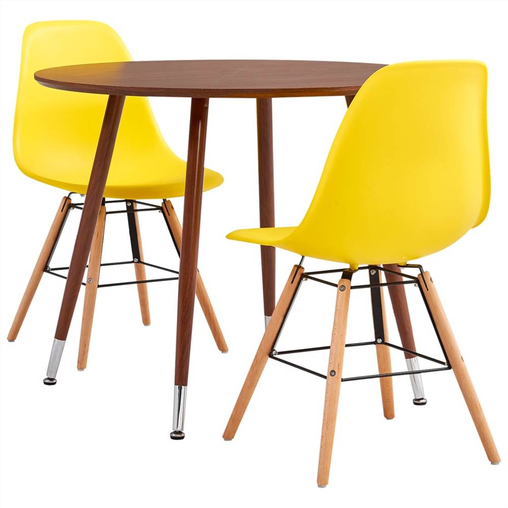 3 Piece Dining Set Plastic Yellow