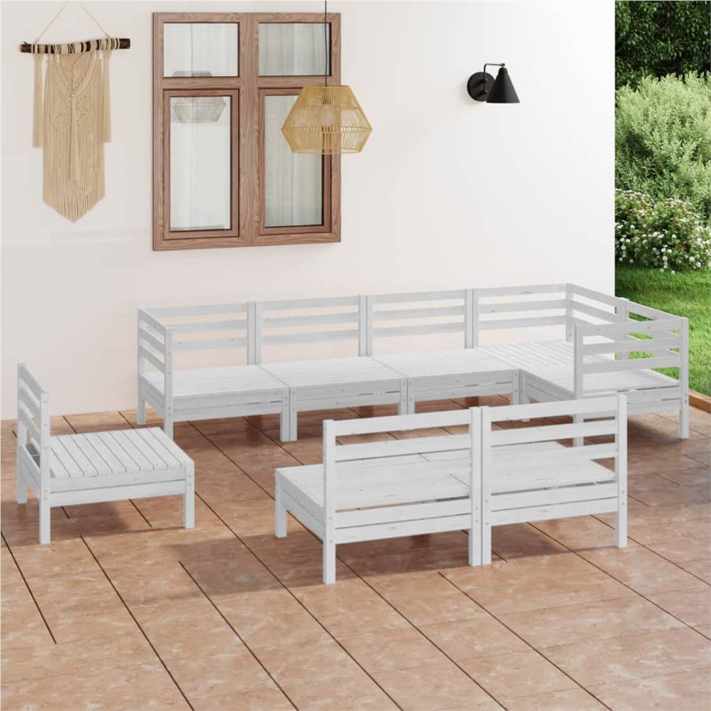 8 Piece Garden Lounge Set Solid Pinewood White