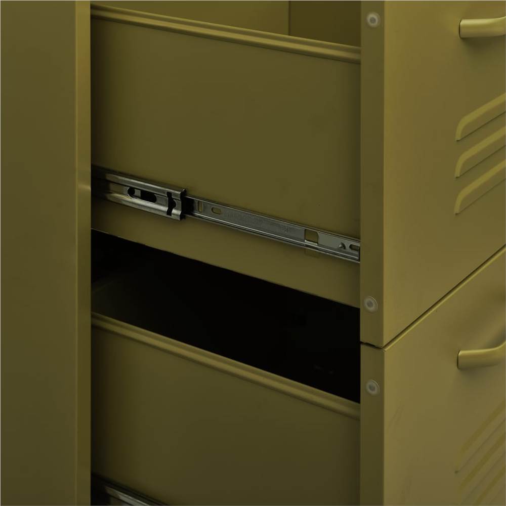 Drawer Cabinet Olive Green 80x35x101.5 cm Steel