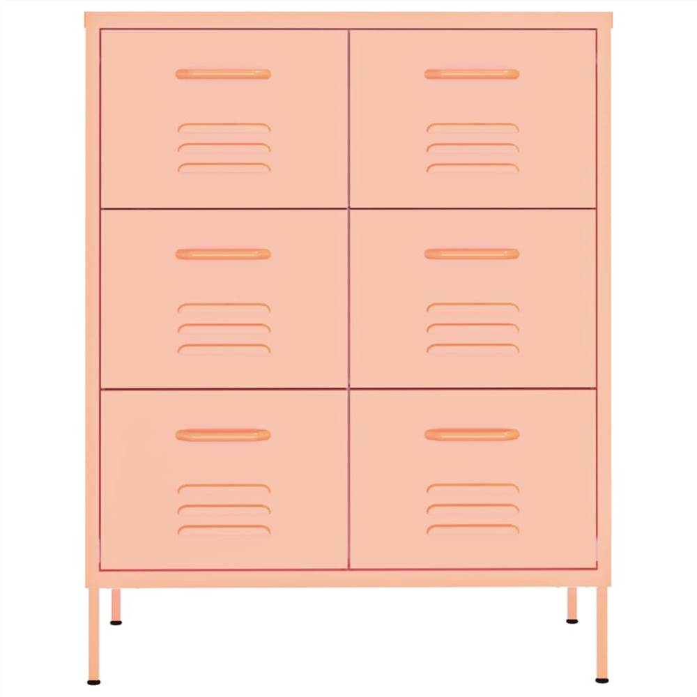 Drawer Cabinet Pink 80x35x101.5 cm Steel