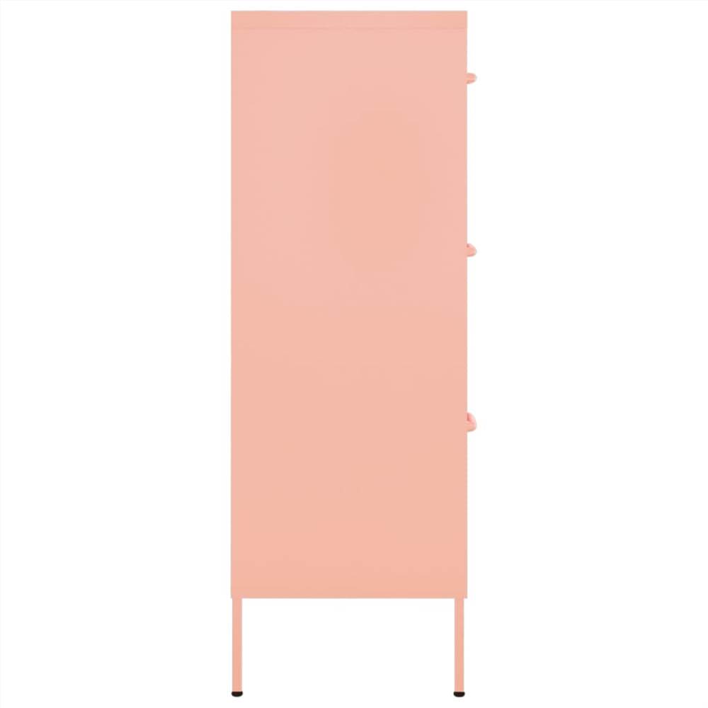 Drawer Cabinet Pink 80x35x101.5 cm Steel