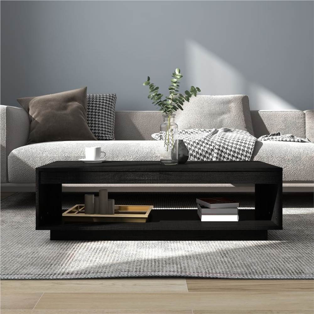 Coffee Table Black 110x50x33.5 cm Solid Pinewood