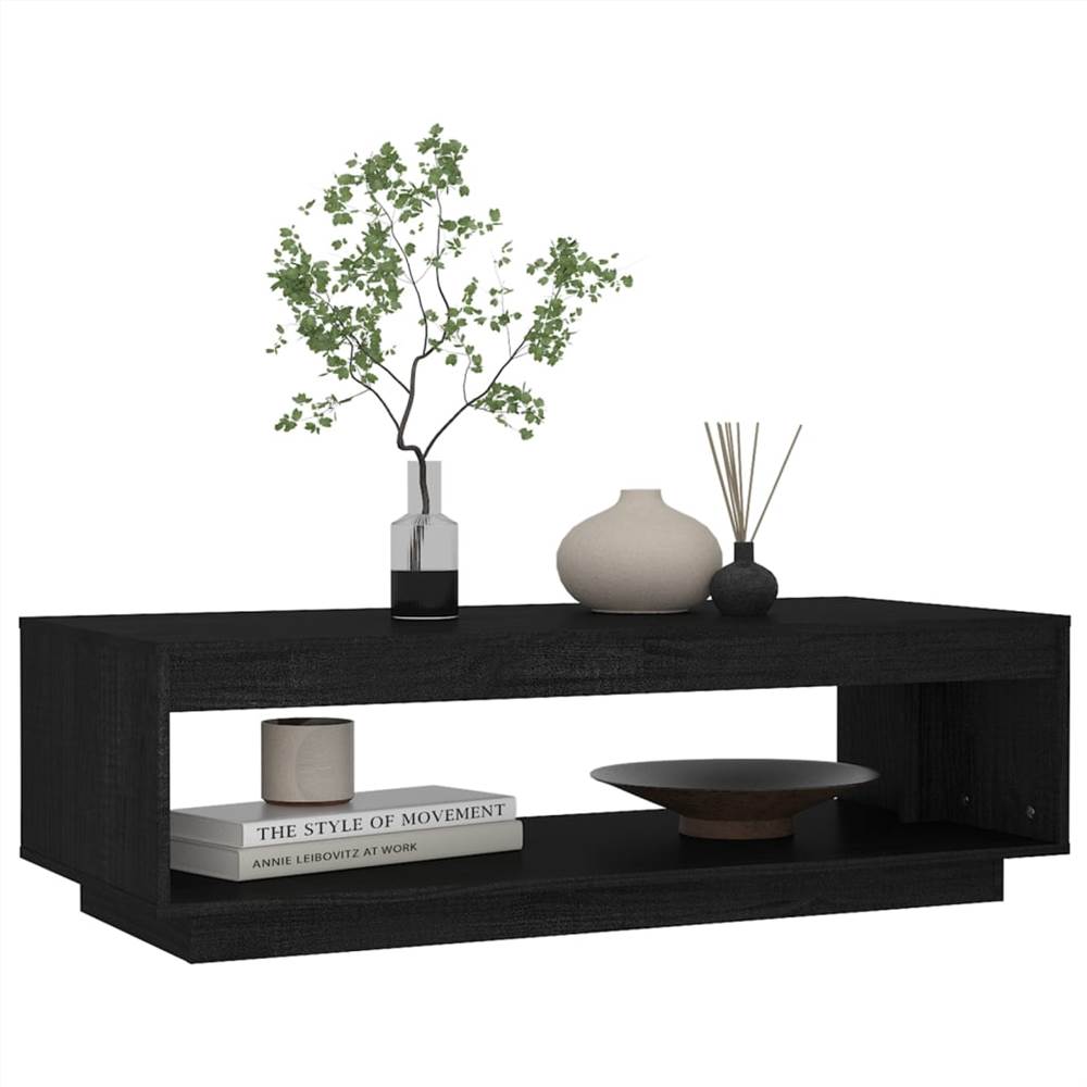 Coffee Table Black 110x50x33.5 cm Solid Pinewood