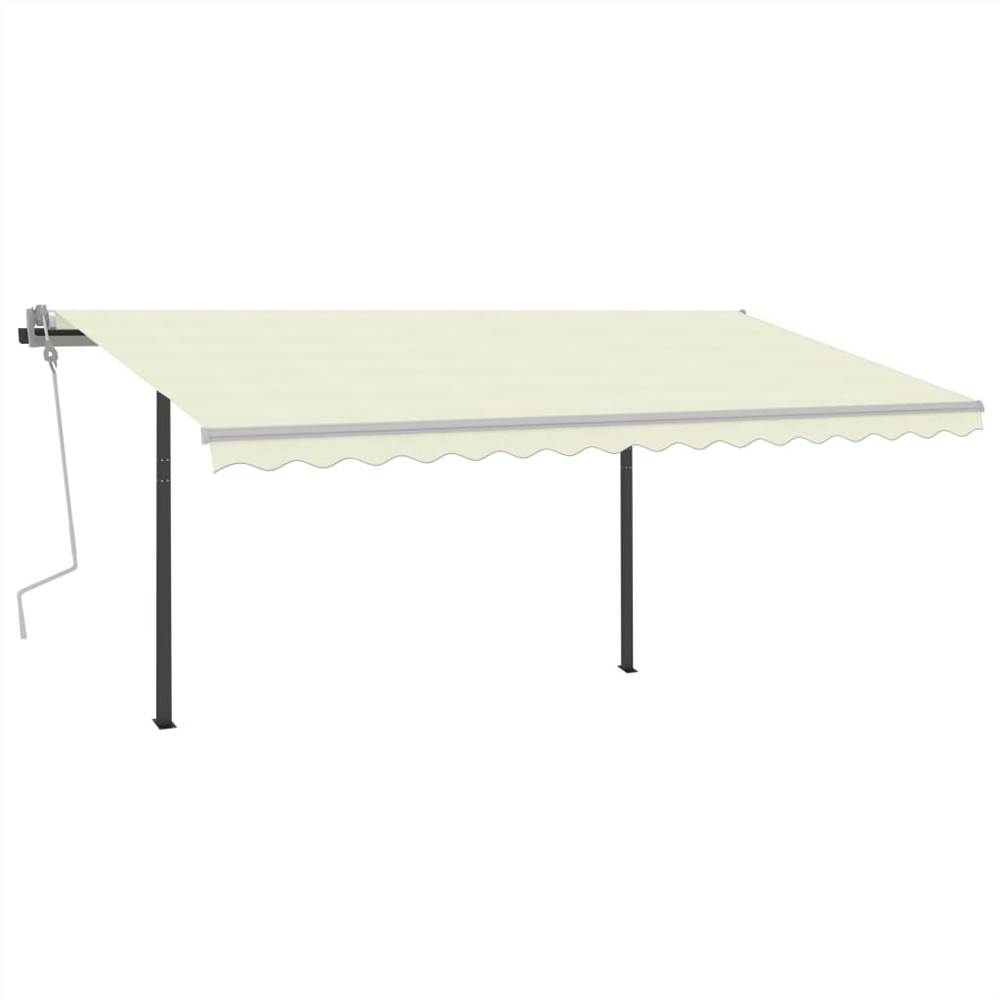 Manual Retractable Awning with LED 4.5x3.5 m Cream