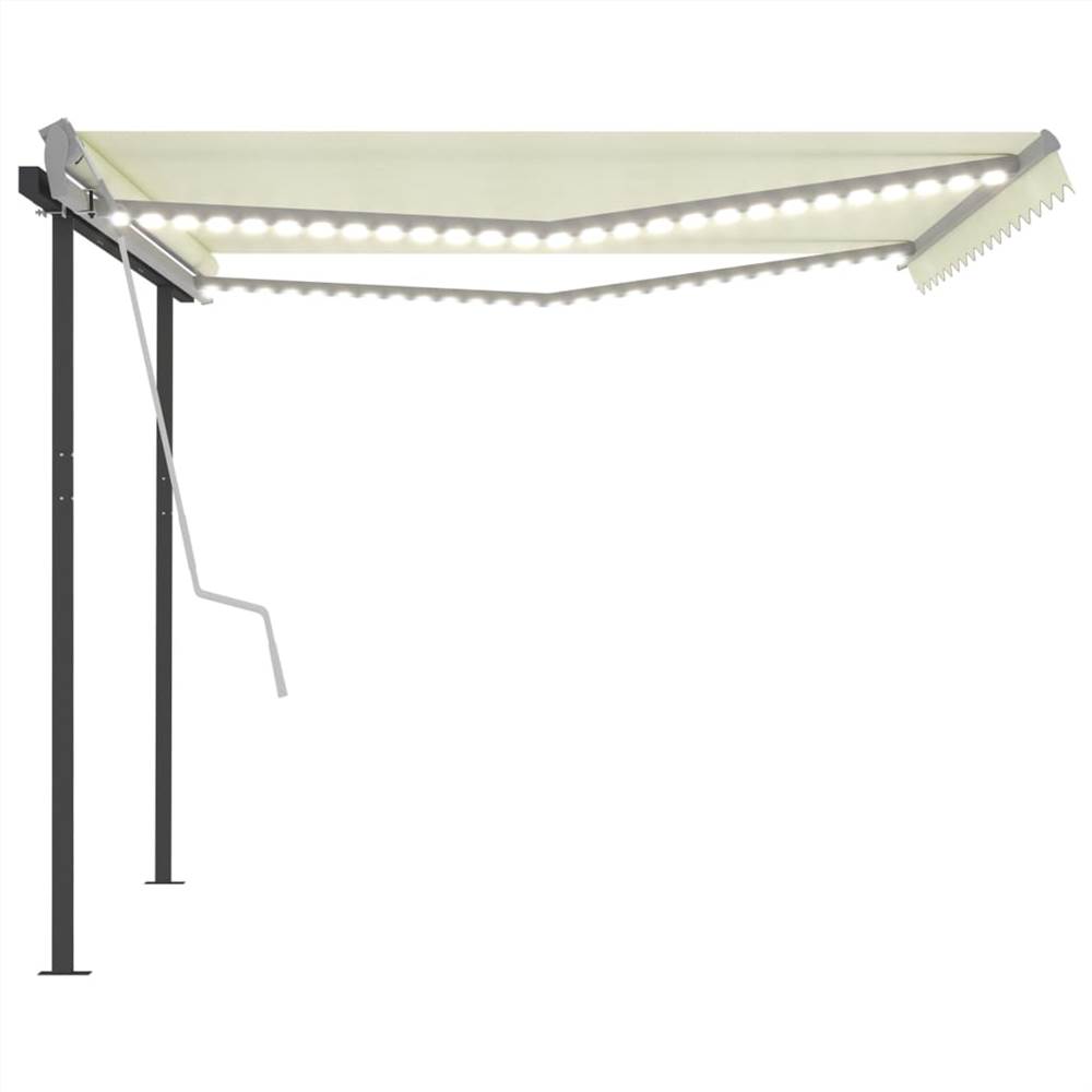 Manual Retractable Awning with LED 4.5x3.5 m Cream